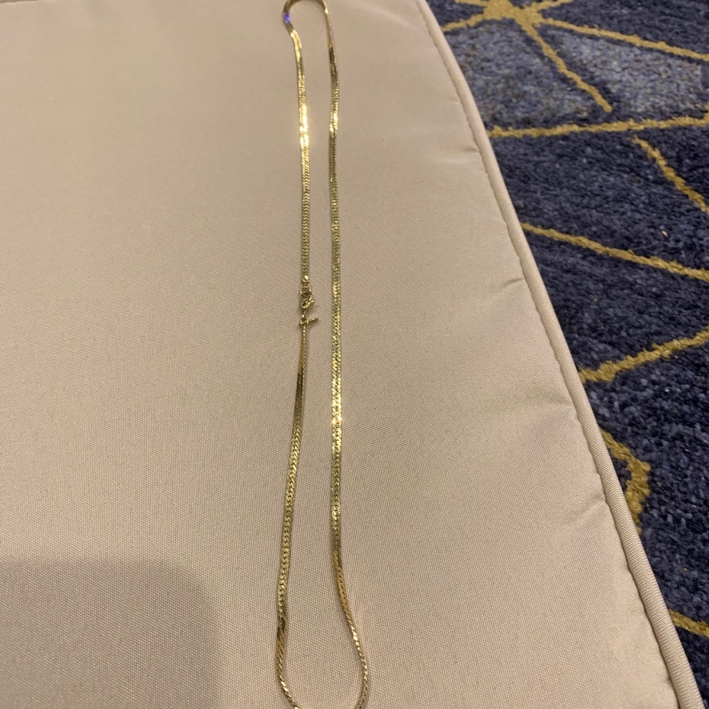 Monet Goldtone Shiny Flat Necklace 11 1/2” L